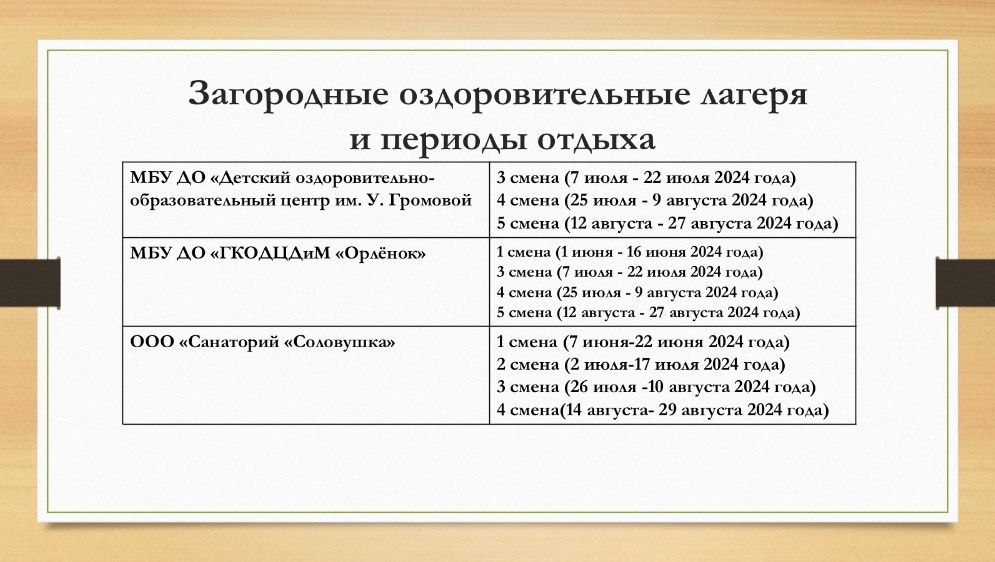 Летняя оздоровительная кампания 2024.