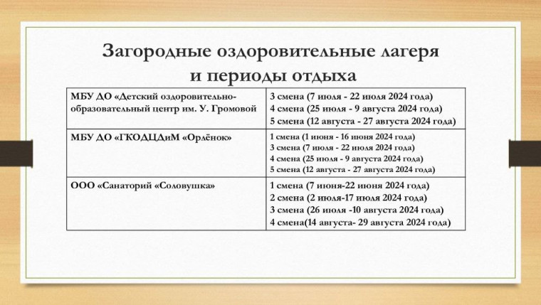 Летняя оздоровительная кампания 2024.